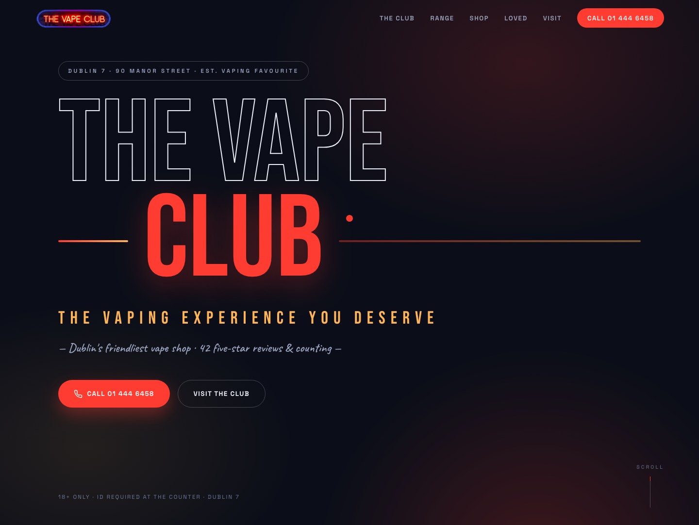 The Vape Club — neon vape shop website